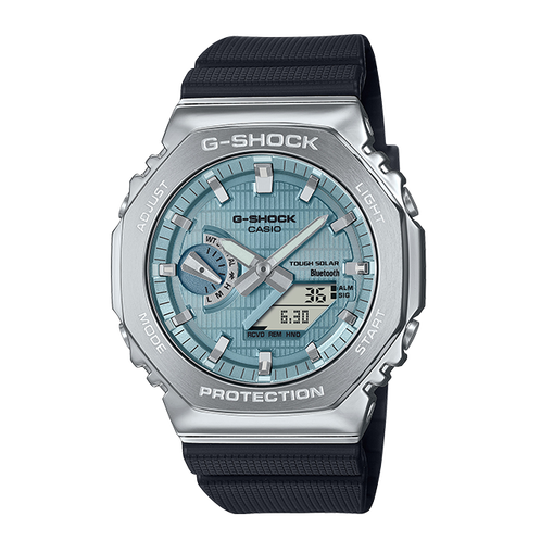 卡西欧手表 G-SHOCK  八边形表框设计 金属表头 防水防震蓝牙连接太阳能动力运动男表GBM-2100