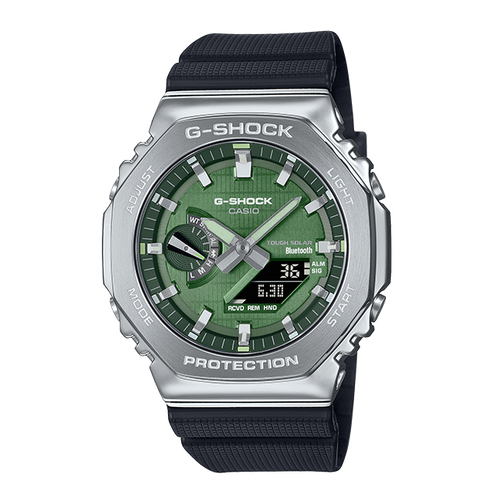 卡西欧手表 G-SHOCK  八边形表框设计 金属表头 防水防震蓝牙连接太阳能动力运动男表GBM-2100