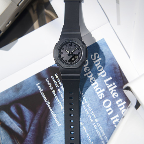 卡西欧手表 G-SHOCK  全黑色 防水防震时尚运动女表GMA-P2100BB/GMD-S5610BB