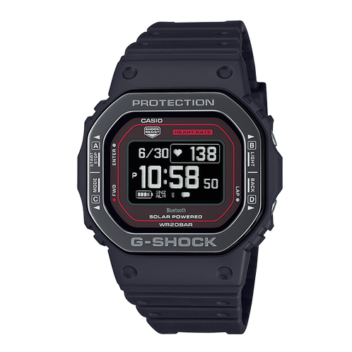 卡西欧手表 G-SHOCK  心率血氧测量计步功能 防水防震太阳能动力运动表款DW-H5600MB-1A4PR