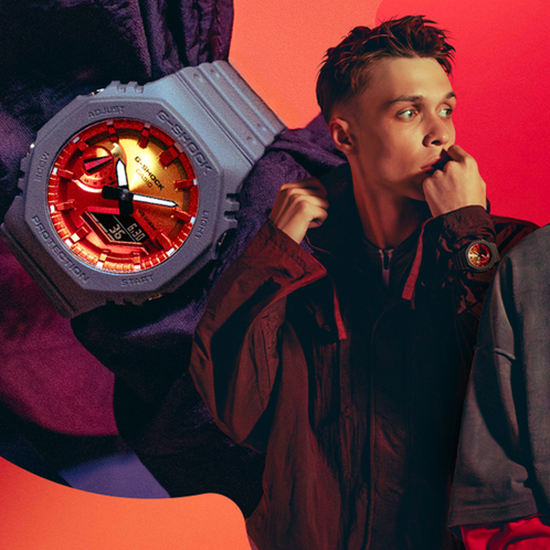 卡西欧手表 G-SHOCK  THE FLAME INSIDE主题系列 防水防震时尚手表GA-2100FL/GA-100FL/GA-2100FLS