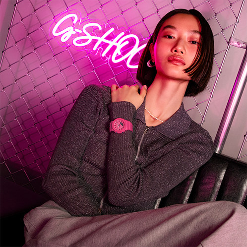 卡西欧手表 G-SHOCK  POWER PINK系列时尚潮流运动女表GMA-P2100PP/GMD-S5610PP/GMA-S140PP
