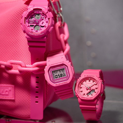 卡西欧手表 G-SHOCK  POWER PINK系列时尚潮流运动女表GMA-P2100PP/GMD-S5610PP/GMA-S140PP