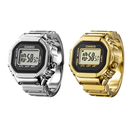 卡西欧手表 CASIO系列 【新品】时尚潮流 金色+银色戒指手表套组CRW-001