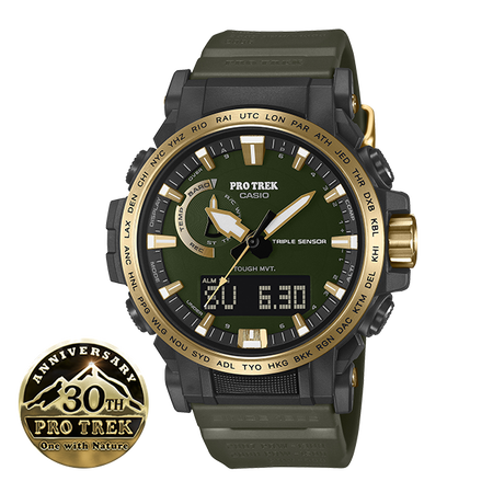卡西欧手表 PRO TREK 【新品】30周年特殊背刻 防水太阳能动力六局电波运动男表PRW-61ANS-3PR
