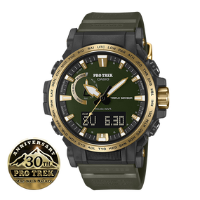 卡西欧手表 PRO TREK 30周年特殊背刻 防水太阳能动力六局电波运动男表PRW-61ANS-3PR