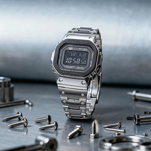 卡西欧手表 G-SHOCK  【新品】全金属 潮流独特感 防震防水六局电波太阳能动力运动男表GMW-B5000BT-1PRN