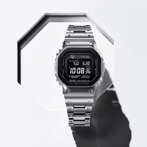 卡西欧手表 G-SHOCK  【新品】全金属 潮流独特感 防震防水六局电波太阳能动力运动男表GMW-B5000BT-1PRN
