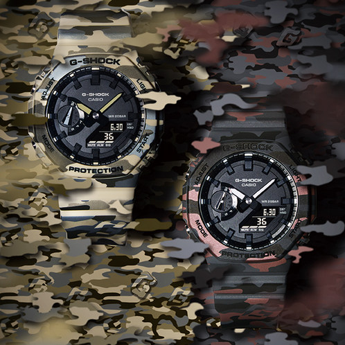 卡西欧手表 G-SHOCK  迷彩主题系列 防水防震 运动时尚表款GA-2100CM
