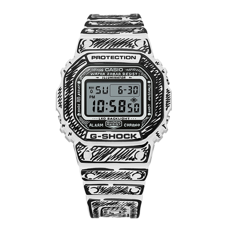 卡西欧手表 G-SHOCK 【新品】Joshua Vides联名 黑白线条 时尚潮流防水防震运动腕表DW-5600JV/DW-6900JV