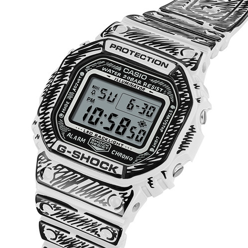 卡西欧手表 G-SHOCK  【新品】Joshua Vides联名 黑白线条涂鸦 时尚潮流防水防震运动腕表DW-5600JV/DW-6900JV
