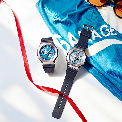 卡西欧手表 G-SHOCK  八边形表框设计 金属表头 防水防震蓝牙连接太阳能动力运动男表GBM-2100A