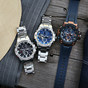 卡西欧手表 G-SHOCK  G-STEEL系列 三针三眼指针式设计表盘 防水防震太阳能蓝牙运动男表GST-B100