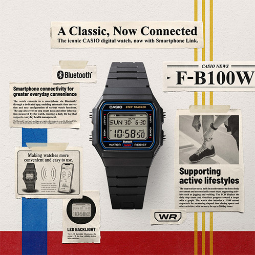 卡西欧手表 CASIO系列  【新品】经典数字手表 蓝牙计步 智能手机连接 日常健康管理F-B100W