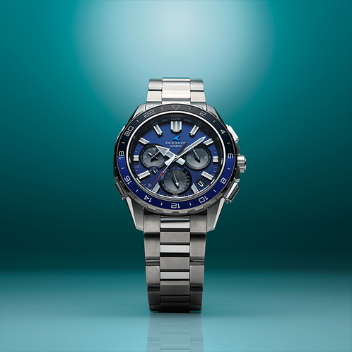 卡西欧手表 OCEANUS  【新品】CACHALOT 海神新品 世界时间腕表 时区导航旋转表圈 钛金属太阳能电波手表OCW-P3000