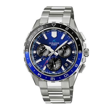 卡西欧手表 OCEANUS 【新品】CACHALOT 海神新品 世界时间腕表 时区导航旋转表圈 钛金属太阳能电波手表OCW-P3000
